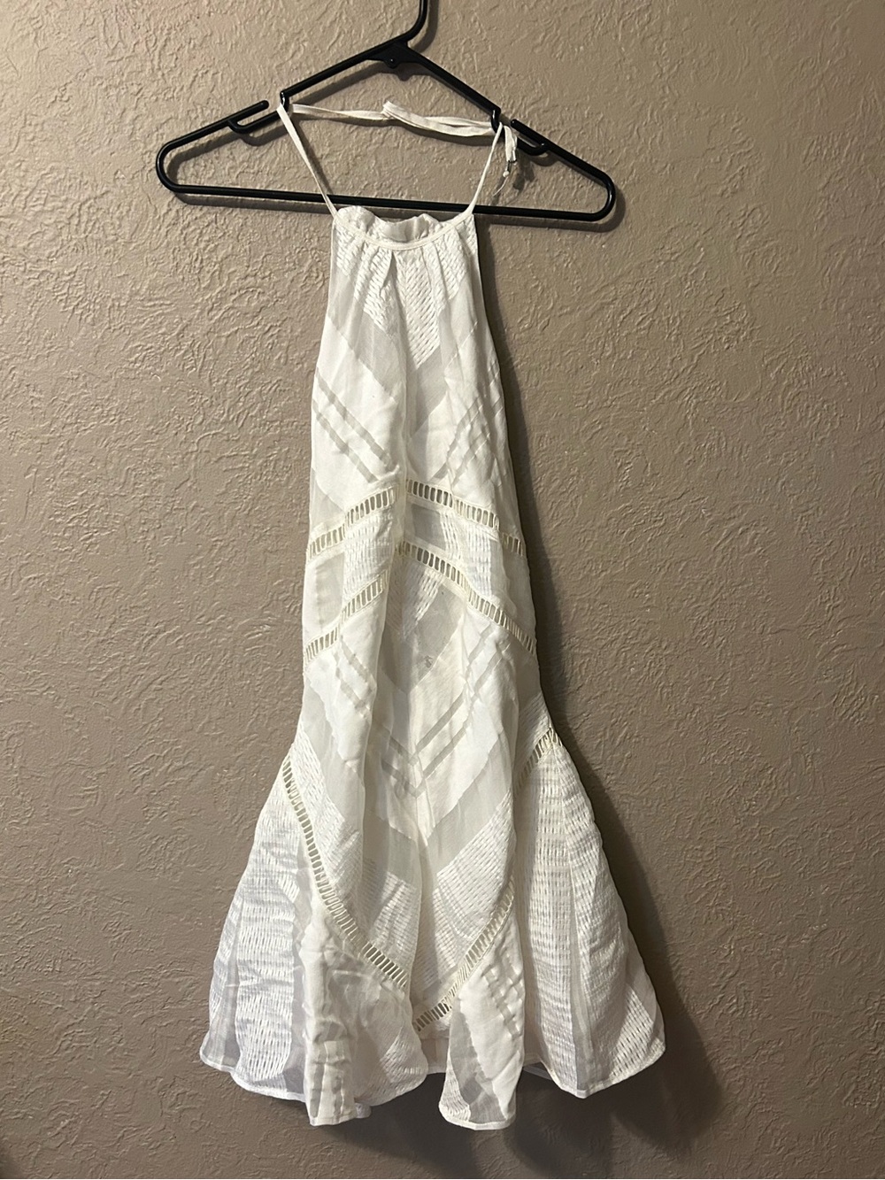 NBD White Backless Halter Lace Dress